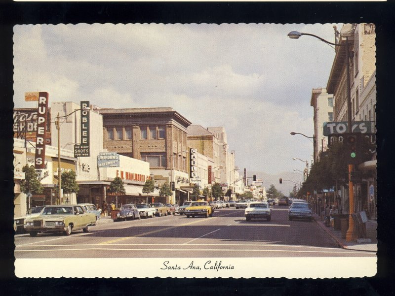 Santa Ana, California/CA Postcard, Downtown, Woolworth's/Ruperts, Old Cars