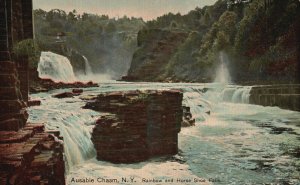 Vintage Postcard 1910's Rainbow & Horse Shoe Falls Ausable Chasm New York NY