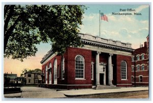 c1910's Post Office Scene Northampton Massachusetts MA Unposted Flag Postcard