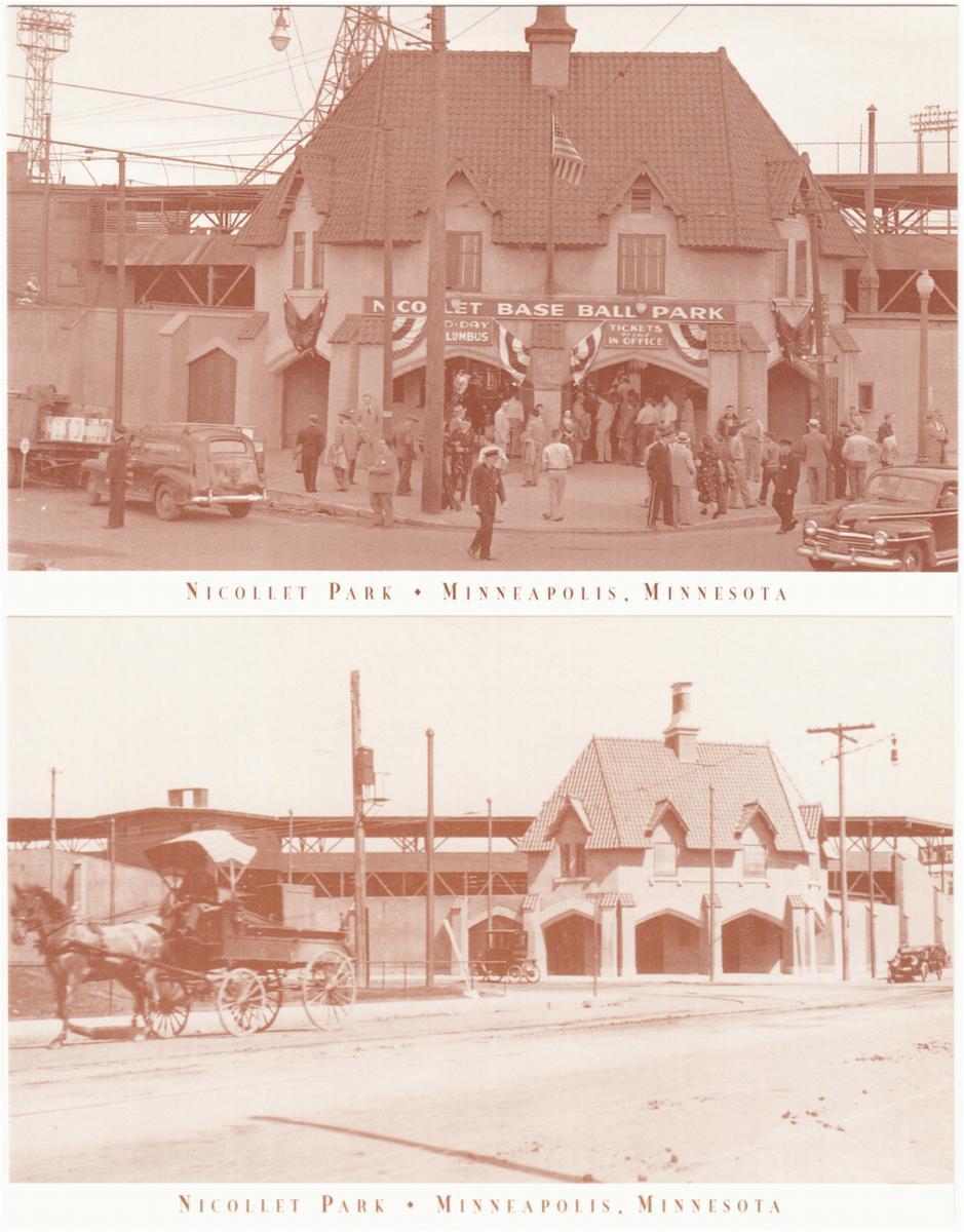 Minneapolis Nicollet Park in 1915 and 1951 Repro Postcards by Vic Pallos |  Topics - Sports - Other, Postcard