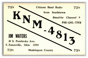 Postcard QSL Radio Card From S. Zanesville Ohio KNM-4813