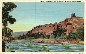 Holy City Shoshone River Cody Highway Yellowstone Park, Vintage Postcard