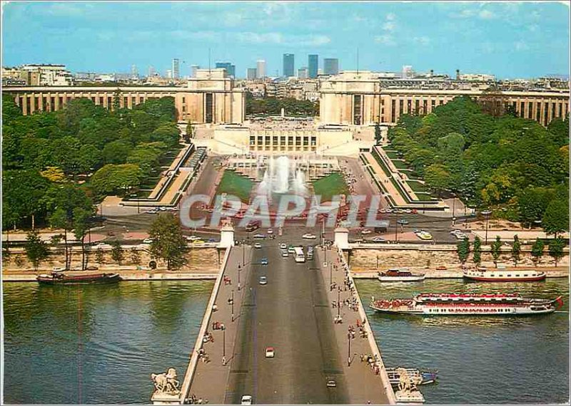 Modern Postcard The Paris lena Bridge and the Trocadero Gardens