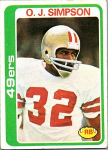 1978 Topps Football Card O J Simpson San Francisco 49ers sk7002