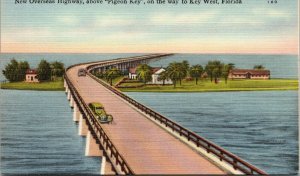 postcard Florida bridges - New Overseas Highway, Above Pigeon Key