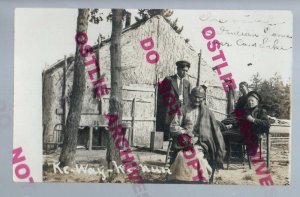 Cass Lake MINNESOTA RPPC c1910 CHIPPEWA INDIAN HOME Camp OJIBWAY Ke Way Ke Nun