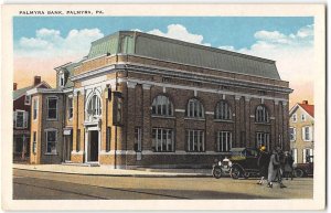PALMYRA BANK Palmyra, Pennsylvania Street Scene 1920s Vintage Postcard