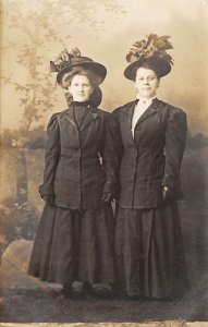 Women Wearing Hats Unused real photo, tab marks on corners from being in album