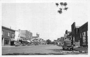 RPPC LINDSTROM MINNESOTA CARS SIGNS REAL PHOTO POSTCARD 1951