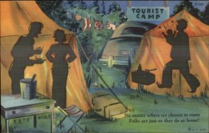 Curt Teich Linen Sexy Woman Silhoutte Series Postcard C-143 TENTS