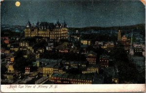 Vintage 1900's Birds Eye View of Albany New York NY Postcard Skyline Night View