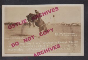 McLaughlin SOUTH DAKOTA RPPC c1920 INDIAN RODEO Fair SIOUX COWBOY Bucking Bronco