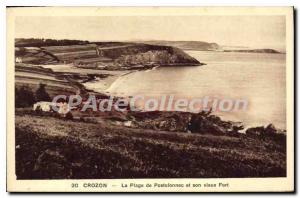 Postcard Old Crozon Postolonnec From Beach And The Old Fort