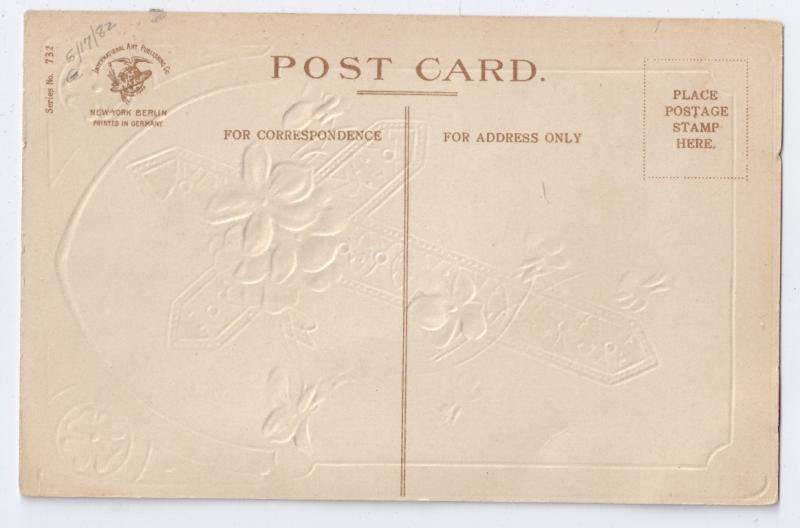 Vintage Easter Postcard Embossed Cross with White Violets Silver Gilt IAP