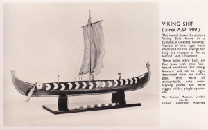 Viking Ship AD 900 London Science Museum Real Photo Old Postcard