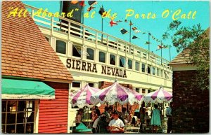 San Pedro, CA Postcard PORTS O'CALL Shooing Center Mall Sierra Nevada River Boat