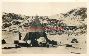 Greenland, RPPC, Camping in North, Tent, Autoline Oil Can, Photo