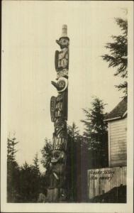 Alaska AK Totem Pole Oroway c1915 Real Photo Postcard