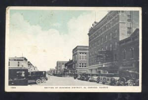 EL DORADO KANSAS DOWNTOWN STREET SCENE OLD CARS STORES VINTAGE POSTCARD