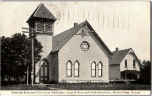 Methodist Episcopal Church Parsonage Mound Valley KS c1907 UDB Postcard C06