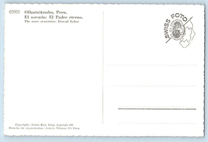 Ollantaitambo Peru Postcard The Snow Mountain Eternal Fair c1950's RPPC Photo