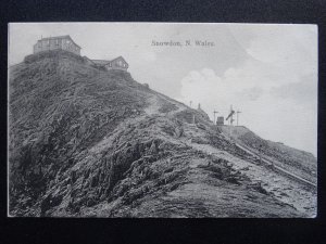 Wales SNOWDON SUMMIT Train & Buildings c1909 Postcard by Boots Cash Chemist