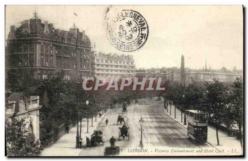 CPA London Victoria Embankment and Hotel Cecil Tramway