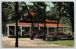 Topeka Kansas~Vinewood Park~Arcade Building~Shaded by Trees~c1910 Postcard 