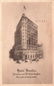 Vintage Postcard 1913 View of Hotel Breslin Building Broadway New York N. Y.