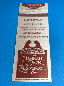 Vintage Matchbook Cover The Hannah Jack Restaurant & Tavern Merrimack, NH MB159