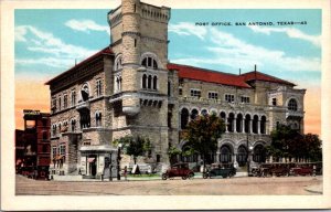 Postcard Early Automobiles Outside Post Office in San Antonio, Texas