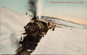 Train on Rolling Pass Moffat Road CO Colorado Locomotive Snow c1912 Postcard H23