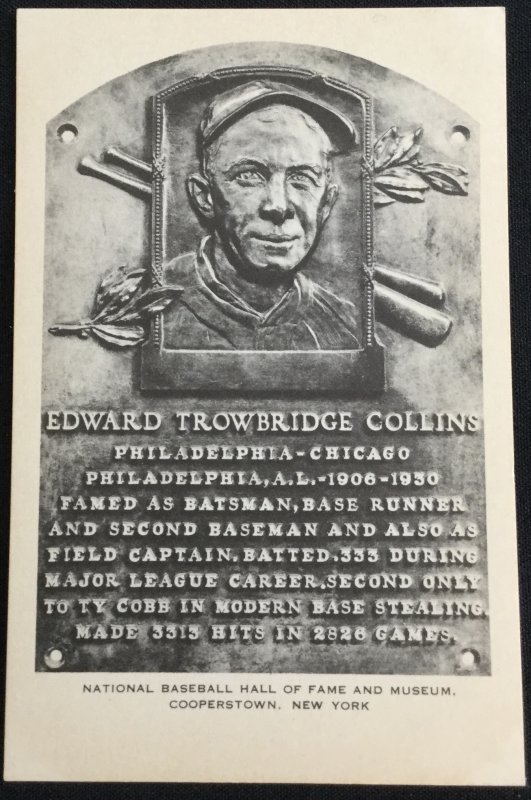 Unused Postcard Edward Trowbridge Collins National Baseball Hall of Fame NY LB