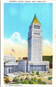 Federal Court House New York City NYC NY WB Postcard UNP VTG Unused Vintage 