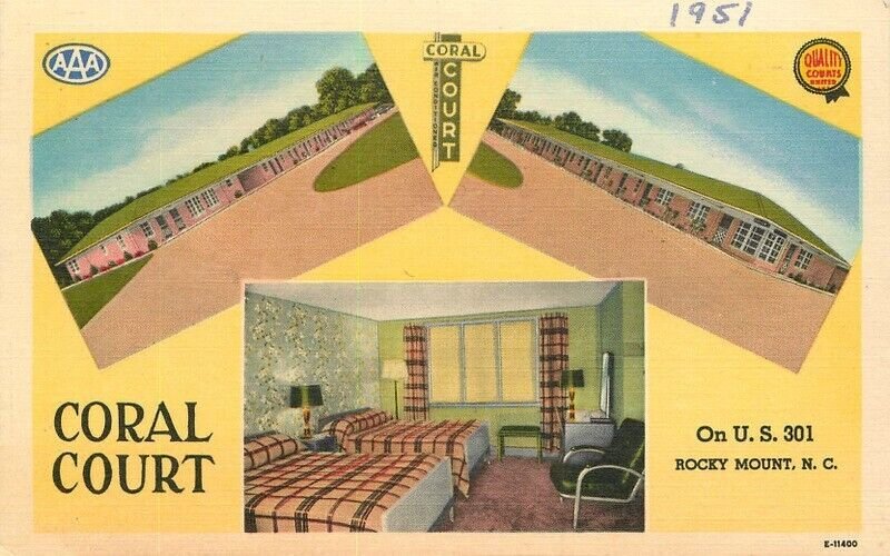 1950s Rocky Mount North Carolina interior Ahrens Coral Court Postcard 22-11623