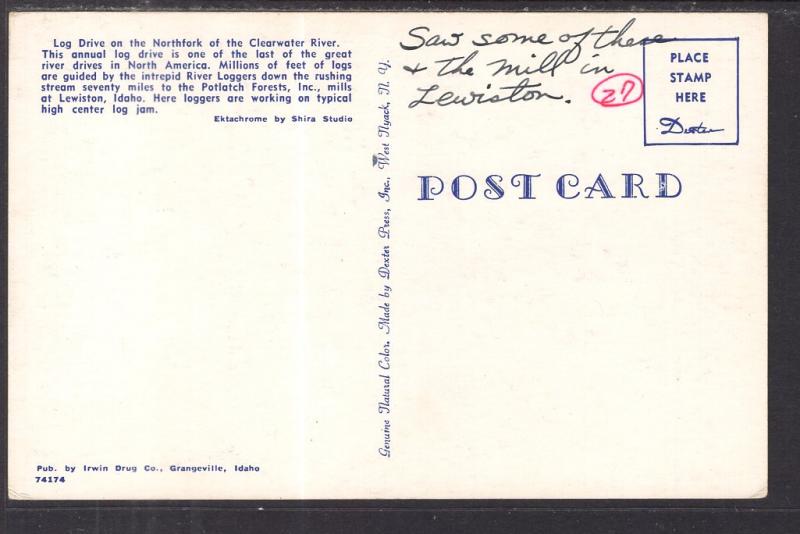 Log Drive,Clearwater River,ID BIN