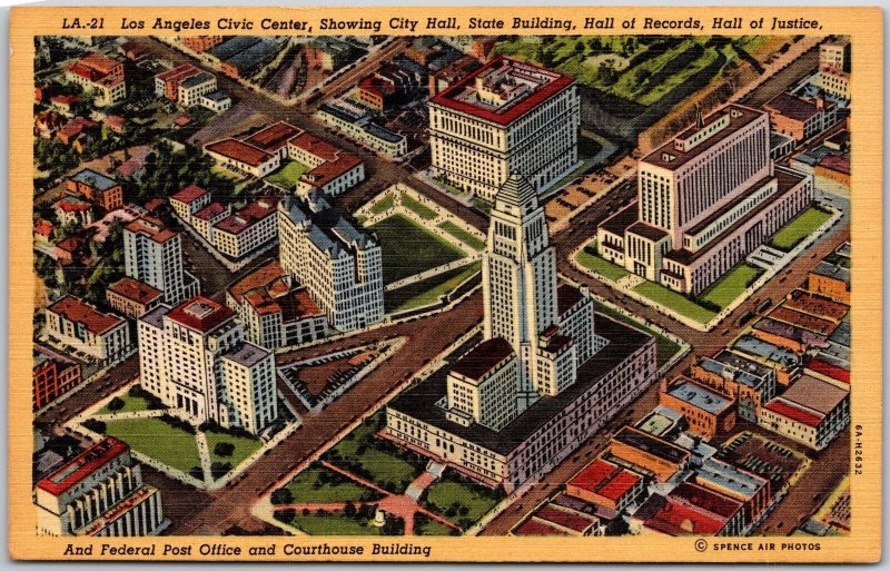 Los Angeles California CA, Federal Post Office, Court House Building, Postcard