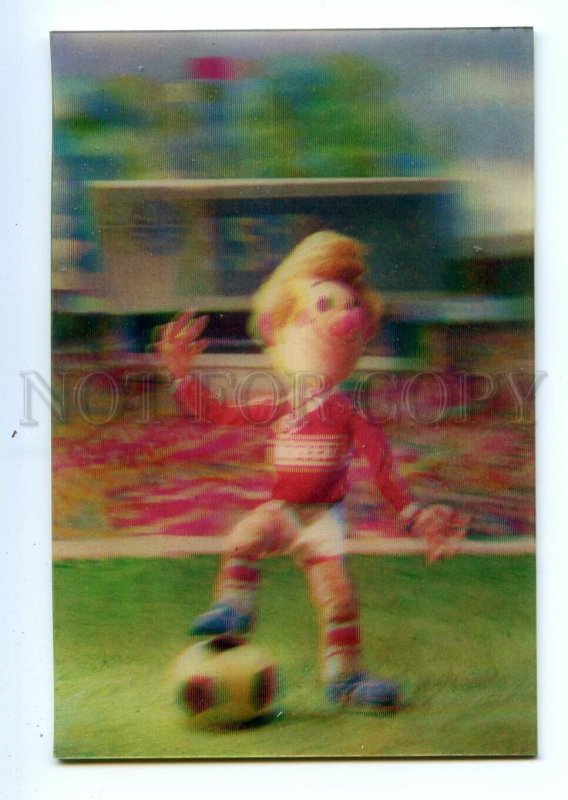 498272 1991 Sobolev cartoon football soccer player lenticular 3D Pocket CALENDAR