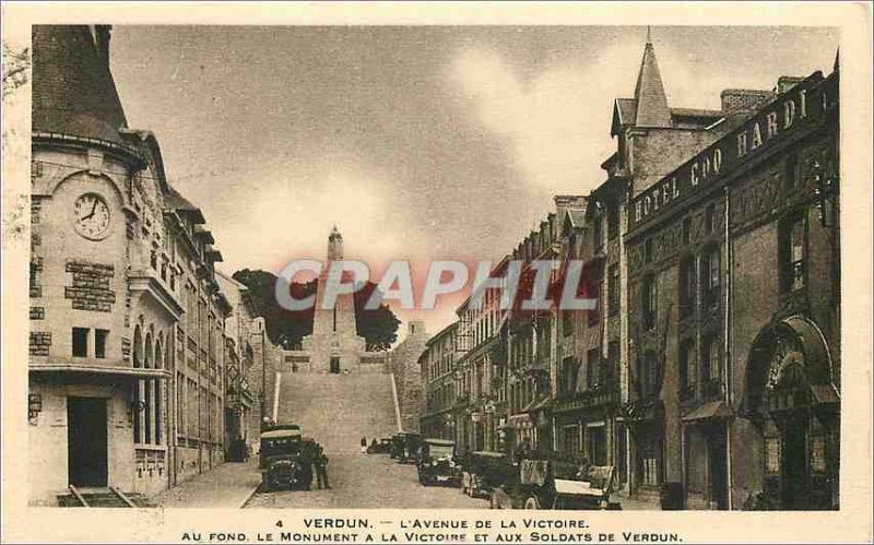 Old Postcard Verdun-Le AVE NUE VICTORY MONUMENT TO VICTORY AND SOLDIERS VERDUN