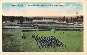 WW1 Navy, Passing in Review, USNTS Great Lakes, ILL, Old Postcard