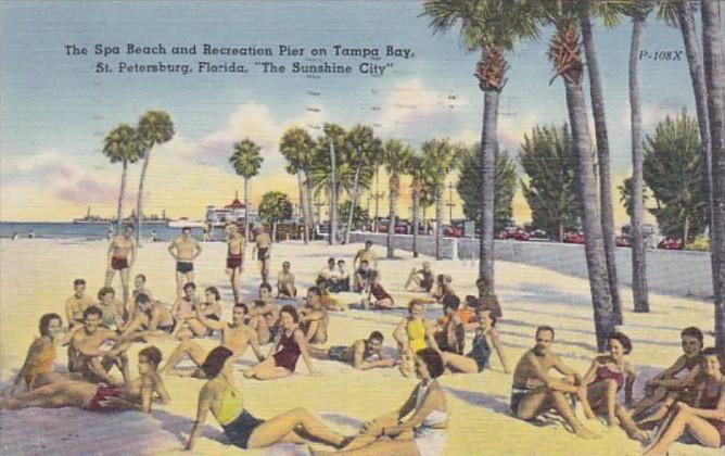 Florida St Petersburg Spa Beach and Recreation Pier On Tampa Bay 1951