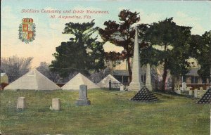 St. Augustine FL, Soldiers' Cemetery, Dade Monument, 1910's, Town Coat of Arms