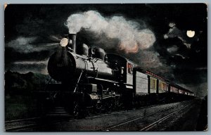 Postcard c1909 Standard Passenger Train Grand Trunk Railway Night View #969