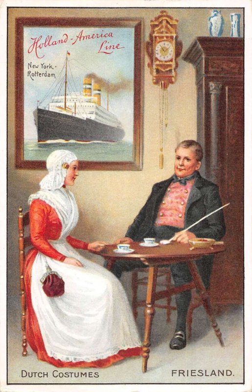 Holland America Line Friesland Dutch Costumes Vintage Postcard AA57025