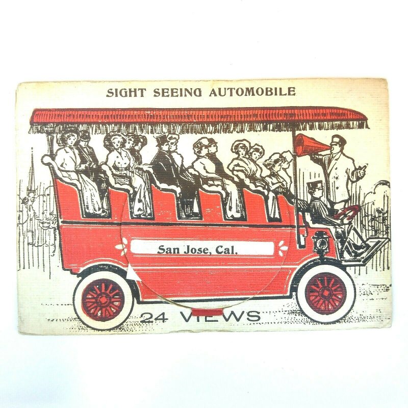 1907 San Jose CA Sight Seeing Automobile 24 Multi View Postcard Crall Whimsical