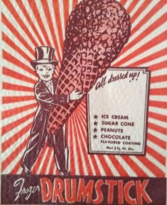 Frozen Drumstick Boy In Top Hap Tuxedo Ice Cream Wrapper Original Vintage 1946