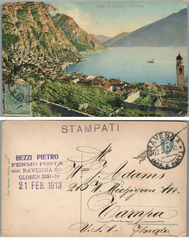 LAGO DI GARDA LIMONE ITALY LAKE 1913 ANTIQUE POSTCARD