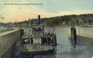 Ferry Boat Moline Lock Steamboat, Ship Writing on back 