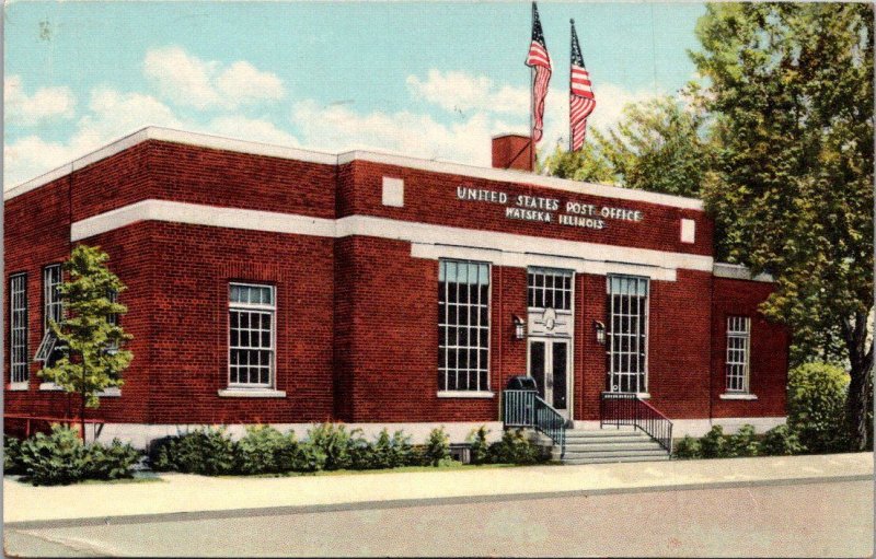Illinois Watseka Post Office 1952 Curteich