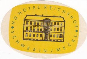 GERMANY SCHWERI HOTEL REICHSHOF VINTAGE LUGGAGE LABEL